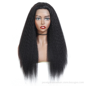 13X4 13X6 Handtied Swiss Lace Frontal Wigs For Women Peruvian Human Hair Extension Wigs Yaki Kinky Straight Lace Wig Pre Plucked